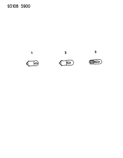 1993 Chrysler LeBaron GTC Bulb Cross Reference--Interior Lamps Diagram