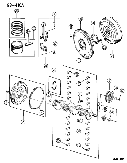 1995 Jeep Wrangler Crankshaft , Piston & Torque Converter Diagram 2 - Thumbnail