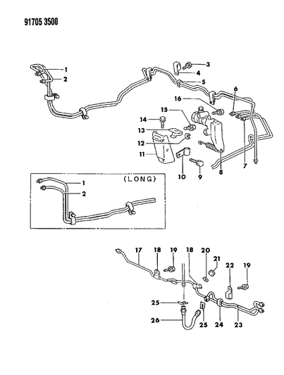 1991 Dodge Ram 50 Lines & Hoses - Rear Diagram 1 - Thumbnail