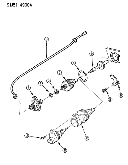 1991 Jeep Wrangler Pinion Assembly, Speedometer Drive (See Illustration 2600) Diagram for 52067635