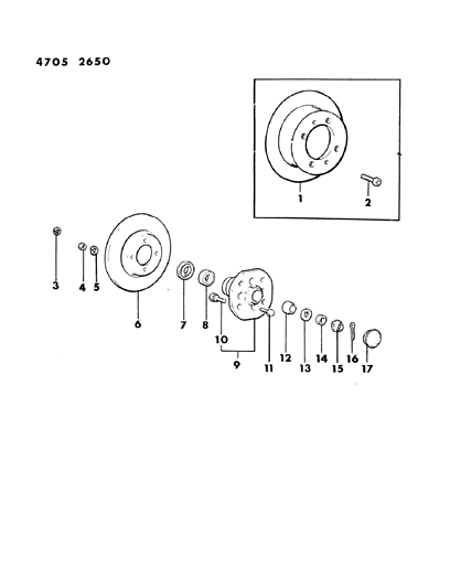 1984 Dodge Colt Brake Disc & Bearings, Front Diagram 1 - Thumbnail