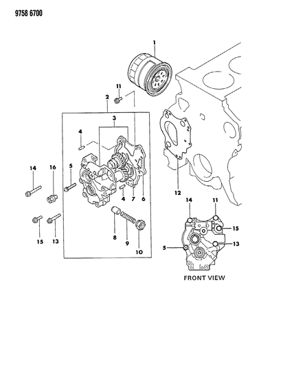 1989 Chrysler Conquest Oil Pump & Oil Filter Diagram