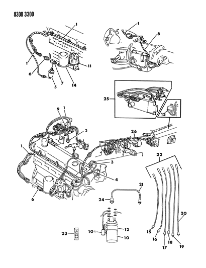 1988 Dodge Ram Wagon Wiring - Engine - Front End & Related Parts Diagram 1 - Thumbnail