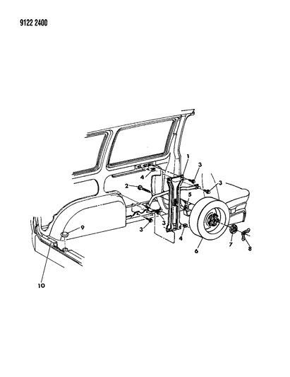 1989 Dodge Caravan Spare Tire Stowage Diagram 2 - Thumbnail
