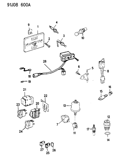 1991 Jeep Grand Wagoneer Door Jamb Switch Diagram for 4373296