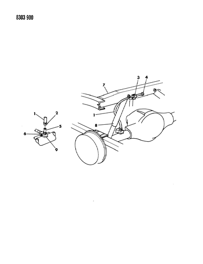 1989 Dodge D150 Vent, Axle Rear Diagram