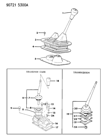 1990 Dodge Ram 50 Controls, Gearshift of Manual Transmission Diagram 1 - Thumbnail