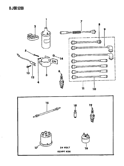 1990 Jeep Wrangler Coil - Sparkplugs - Wires Diagram 3 - Thumbnail