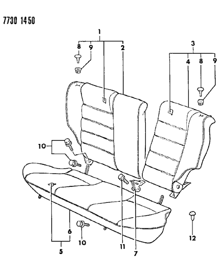 1988 Dodge Colt Rear Seat Diagram 1 - Thumbnail