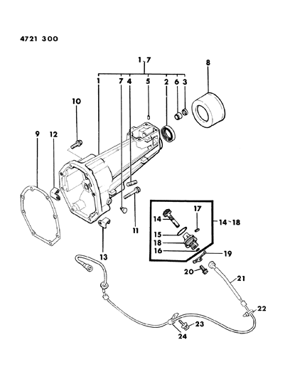 1984 Dodge Ram 50 Extension, Speedometer Cable & Pinion Diagram 1 - Thumbnail