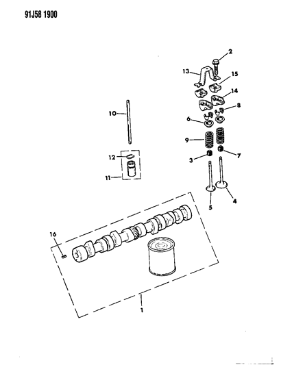 1992 Jeep Comanche Camshaft & Valves Diagram 1 - Thumbnail