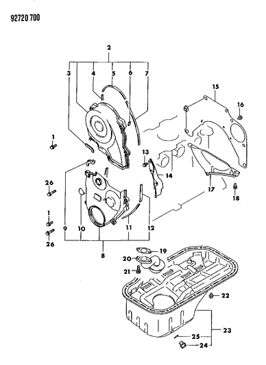 1992 Dodge Colt Upper Cover Gasket, Driver Side Diagram for MD191941
