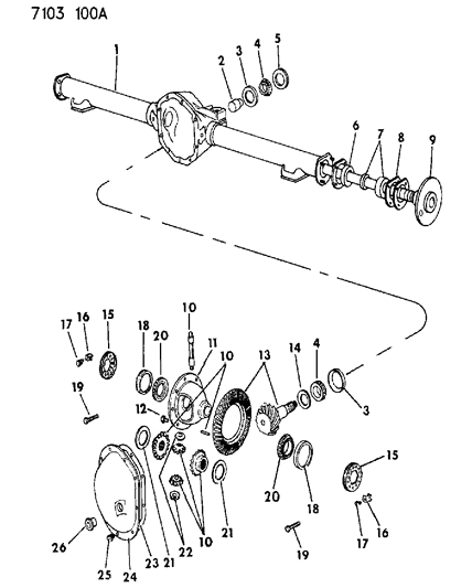 1987 Dodge Diplomat Axle, Rear, With Differential And Carrier Diagram 1 - Thumbnail