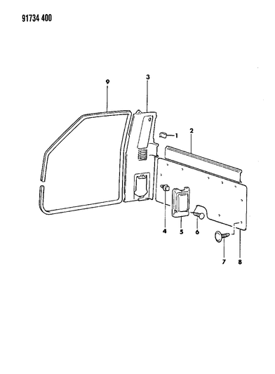 1991 Dodge Ram 50 B-Pillar & Back Panel Trim Diagram 1 - Thumbnail