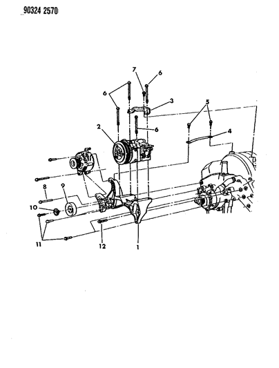 1993 Dodge Dakota Mounting - A/C Compressor Diagram 2 - Thumbnail