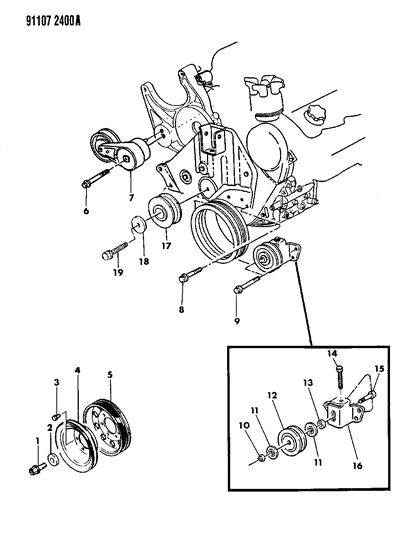 1991 Chrysler LeBaron GTC Drive Pulleys Diagram 2 - Thumbnail