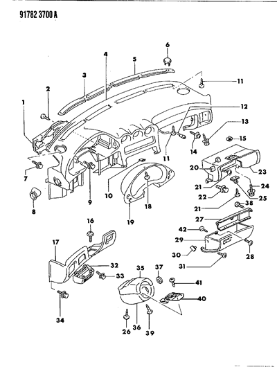 1991 Dodge Stealth Instrument Panel Diagram 1 - Thumbnail