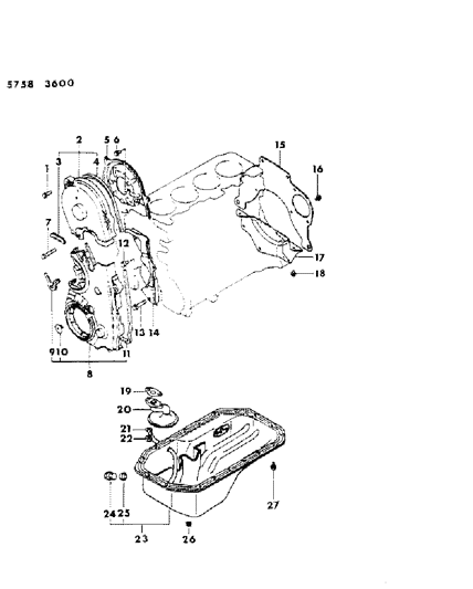 1985 Dodge Colt Oil Pan & Timing Belt Cover Diagram 4 - Thumbnail