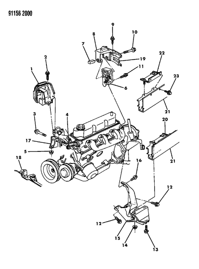 1991 Chrysler New Yorker Salon Engine Mounting Diagram 3 - Thumbnail