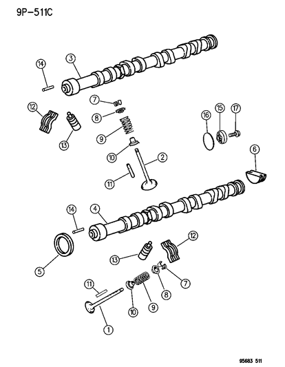 1995 Chrysler Sebring Camshaft & Valves Diagram 1 - Thumbnail