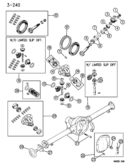 1994 Dodge Ram Wagon Axle, Rear, With Differential And Carrier Diagram 1 - Thumbnail