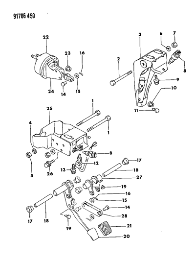 1991 Dodge Stealth Clutch Pedal Diagram 1 - Thumbnail