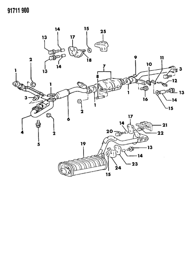 1991 Dodge Ram 50 Exhaust System Diagram 2 - Thumbnail