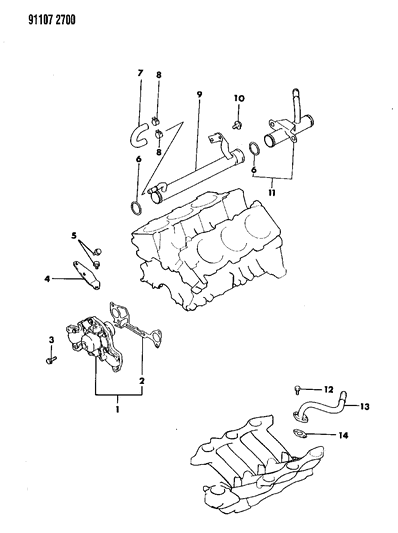 1991 Chrysler LeBaron GTC Water Pump & Related Parts Diagram 2 - Thumbnail