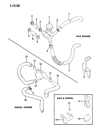 1990 Jeep Comanche Heater Hoses Diagram 1 - Thumbnail