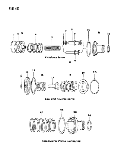 1988 Dodge Diplomat Seal Ring, Kickdown Servo Guide, 2-3/8" Inside Diameter Diagram for 4295966