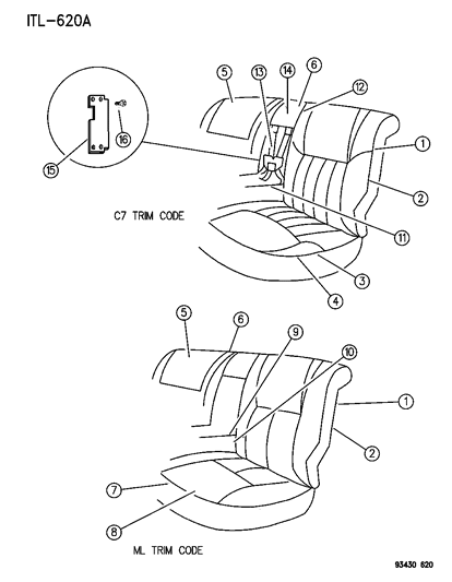1993 Dodge Intrepid Rear Seat Diagram 2 - Thumbnail