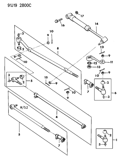 1993 Jeep Cherokee Drag Link Diagram for 52037994