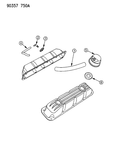 1992 Dodge Ram Wagon Crankcase Ventilation Diagram 2 - Thumbnail