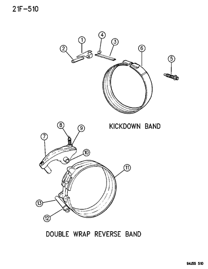 1996 Jeep Grand Cherokee Bands , Reverse & Kickdown With Linkage Diagram 2 - Thumbnail