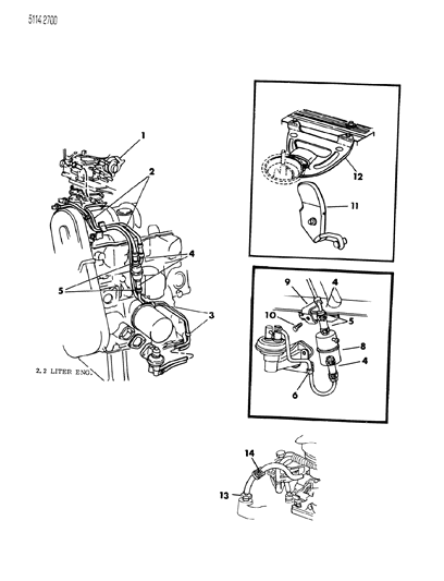 1985 Chrysler Executive Limousine Carburetor Fuel Filter & Related Parts Diagram