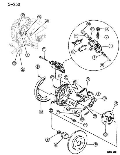 1995 Chrysler Cirrus Screw, Tap - Hex Flange Head Brake Cable Clip .250-14X.750 Diagram for 6035102