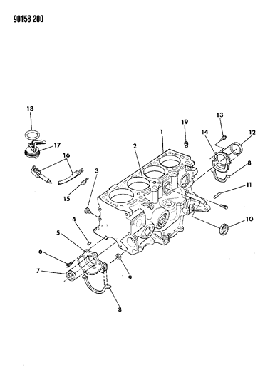 1990 Chrysler LeBaron GTC Cylinder Block Diagram 1 - Thumbnail