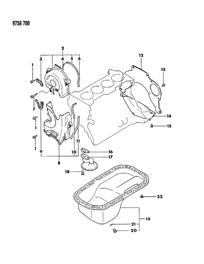 1989 Dodge Colt Oil Pan & Timing Belt Cover Diagram 2 - Thumbnail