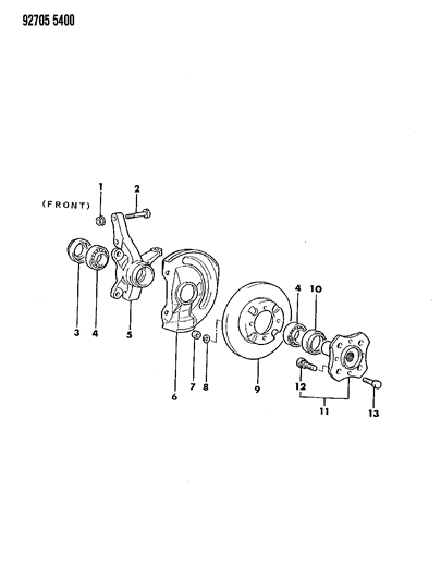 1992 Dodge Colt Brake, Disc And Bearings, Front Diagram 2 - Thumbnail