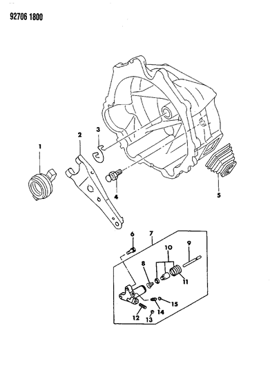1992 Dodge Ram 50 Controls, Clutch Diagram 1 - Thumbnail