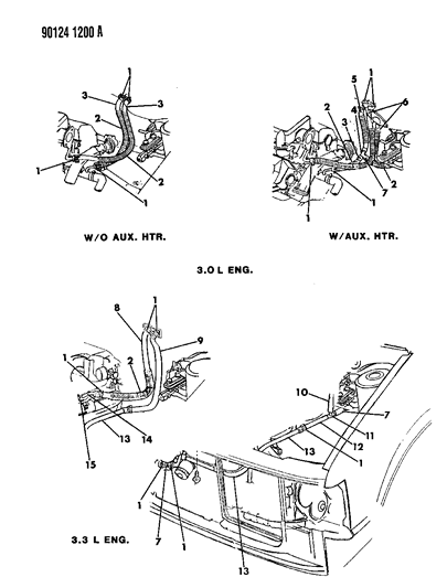 1990 Dodge Caravan Plumbing - Heater Diagram 2 - Thumbnail