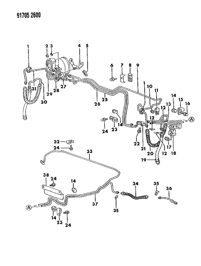 1991 Dodge Colt Lines & Hoses Diagram 1 - Thumbnail