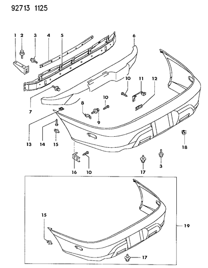 1993 Dodge Colt License Lamp Mount Bracket Diagram for MB867726