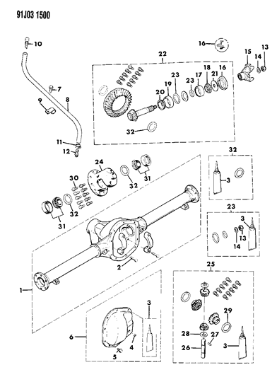 1991 Jeep Grand Wagoneer Housing & Differential, Rear Axle Diagram 2 - Thumbnail