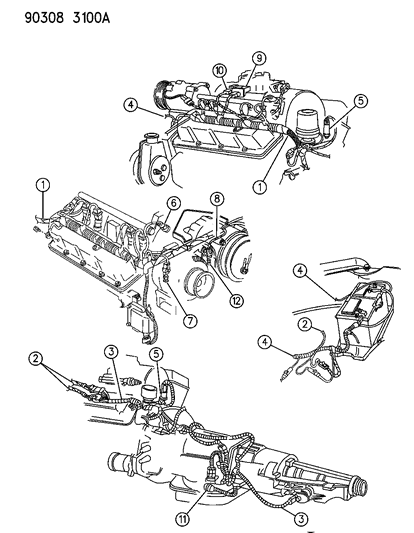 1993 Dodge Dakota Wiring - Engine - Front End & Related Parts Diagram 3 - Thumbnail