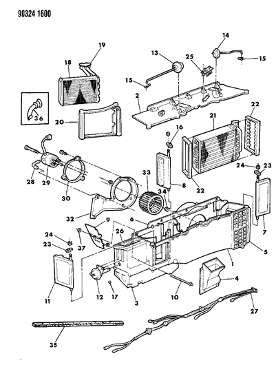 1993 Dodge D350 Air Conditioner & Heater Unit Diagram