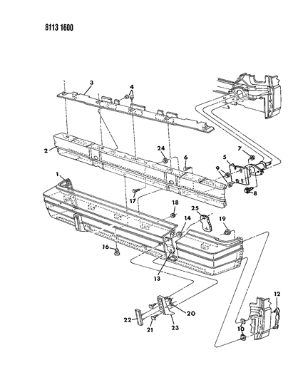 1988 Chrysler LeBaron Base Bumper, Rear Diagram 2 - Thumbnail