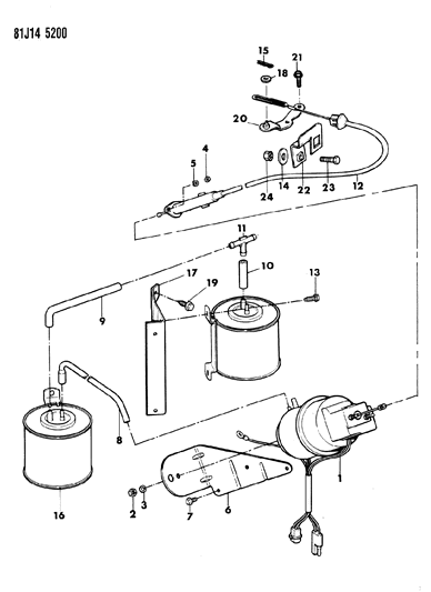 1985 Jeep Wagoneer Speed Control, Engine Compartment Components Diagram 1 - Thumbnail