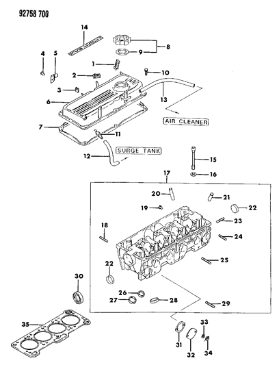 1994 Dodge Colt Cylinder Head & Cover Diagram 3 - Thumbnail