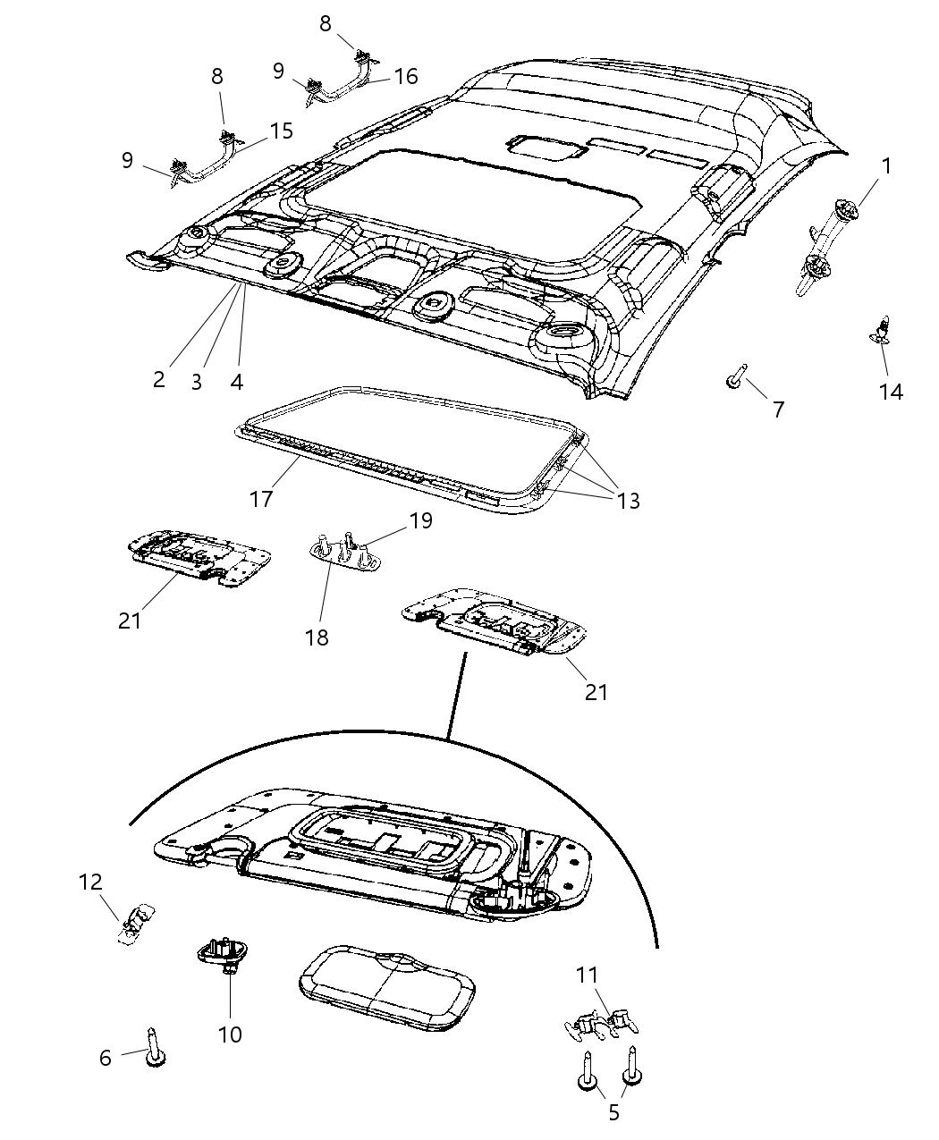 Mopar 1MD61DW1AA Headliner Without Sunroof
